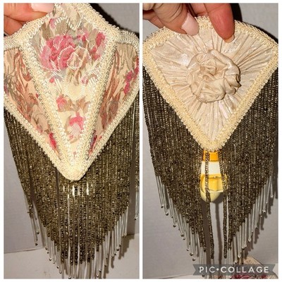 2 Vtg Meyda Lighting Fabric & Fringe Beaded Plug In Nite Lights