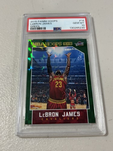 LeBron James [Green] #14 2015 Panini Hoops card