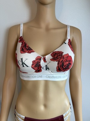 Calvin Klein CK-Red/White, Rose, Wireless, Bralette/Bra. Size-M