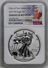 2019 W Pride of Two Nations Enhanced Reverse PF70 American Silver Eagle
