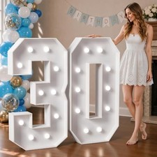 Marquee Numbers 4 Feet Tall Big Light Up Numbers 30th Birthday Decorations Wo...