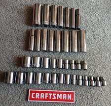 CRAFTSMAN 38 pc 3/8" dr  std/deep SAE & METRIC 6 pt sockets.