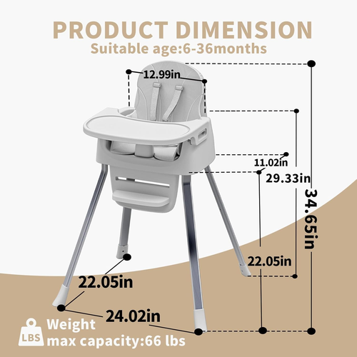 Portable Baby Highchair for Months Infants and Toddlers with 5 Point Harness Con - 第 9/12 張圖片