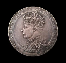 1937 EDWARD VIII CORONATION 35mm SILVER MEDAL - BY PINCHES