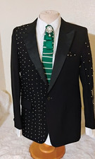 L&D Formal Wear Men's Black Wool One Button Studded Tuxedo Jacket 38R