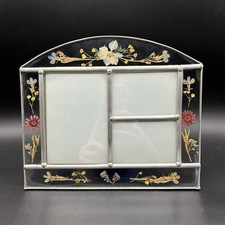 Pressed Flower Metal Leaded Glass Collage Picture Photo Frame Cottage Chic