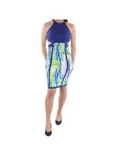 WOW COUTURE WORLD OF WOMEN Womens Navy Sleeveless Body Con Dress S