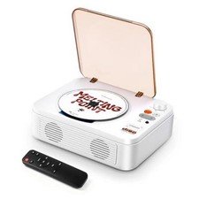 Portable CD Player with Bluetooth, 2600mAh Battery, USB  AUX, Dual 3W White