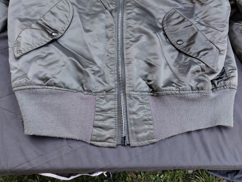 USAF Jacket Mens Green / Orange Flyers Intermediate MA-1 Air Force Medium - Picture 6 of 13