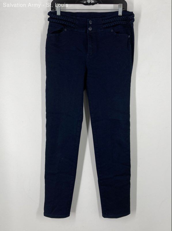 Watch L.A. Womens Blue Cotton Blend Dark Wash Pockets Skinny Leg Jeans Size 13
