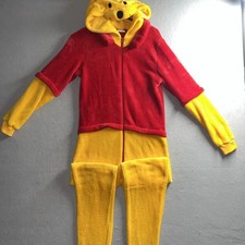 Disney Winnie The Pooh Adult Costume Large Hooded Footless Fleece Buttons Party
