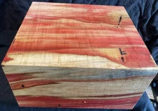 K D Curly Flaming Red Box Elder Bowl Blank Pen Blanks Calls 3”x5 1/4”x5 1/2” 202