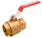 1-1/2" Brass Ball Valve - Full Port 600WOG, w/Red Handle