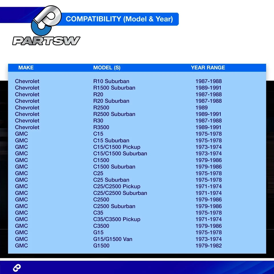 Kit de manguitos de ajuste de varilla de amarre interior y exterior delantera PartsW Chevrolet C10 C20 6 piezas Foto 2 de 4