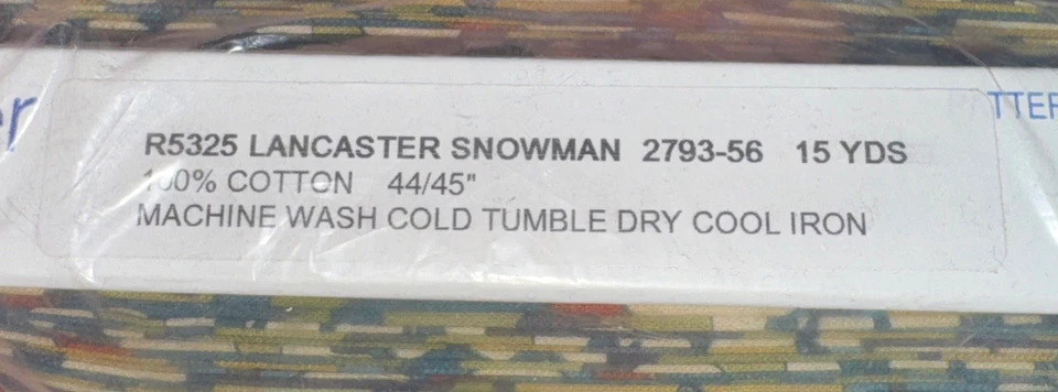 Lancaster Snowman 2793-56 Christmas Holiday 100% Cotton Fabric 15 Yrd /44” R5325 - Image 3 of 3