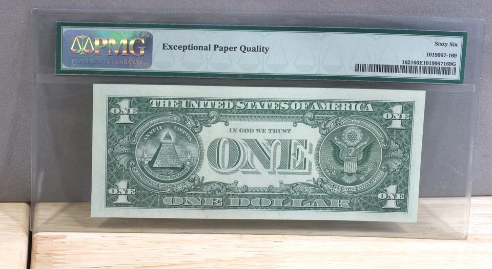 $1 one Silver Certificate  Blue seal PMG 66 EPQ Gem Uncirculated 1957 B US - Image 2 of 2