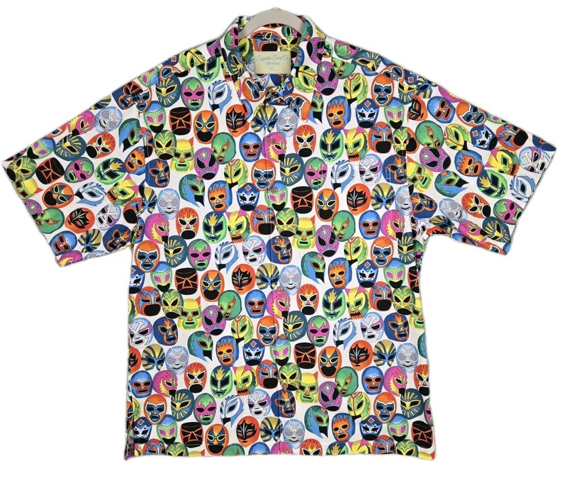 Sayulita Heavy Cotton S/S Shirt Lucha Libre Wrestling Mask Collage Men's Size XL