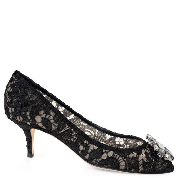 73404 authentische Dolce & Gabbana schwarze Bellucci Crystal Lace Pumps Schuhe 39