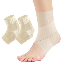 Ankle Braces Compression Sleeve Plantar Fasciitis Arch Support Beige Large 2 PCS