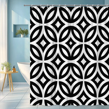 Black and White Pattern Shower Curtain for Modern Bathroom Decor