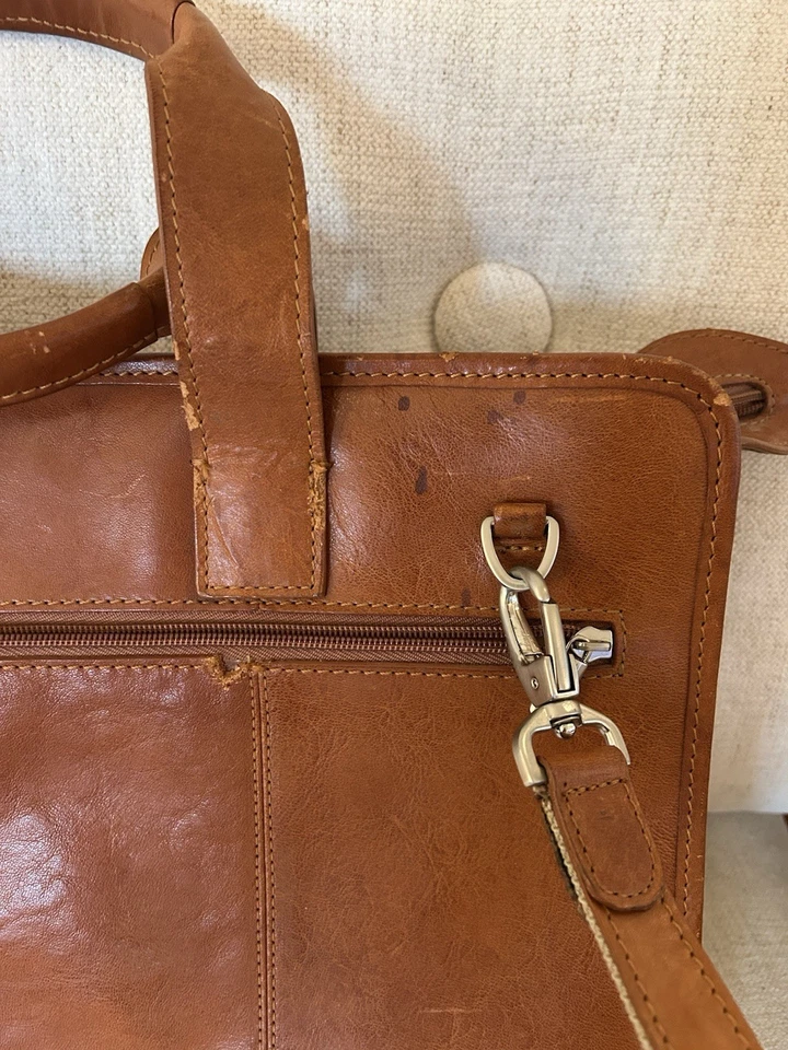 Tony Perotti Maletín de Cuero Italiano Bolso Mensajero de Hombro Vintage Marrón Foto 4 de 4