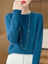Autumn Winter Women 100 Merino Wool Sweater O-neck Cashmere Pullover Basic Fash