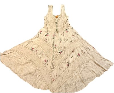 SAKKAS S/M floral fairycore Embroidered boho festival  Renaissance whimsy