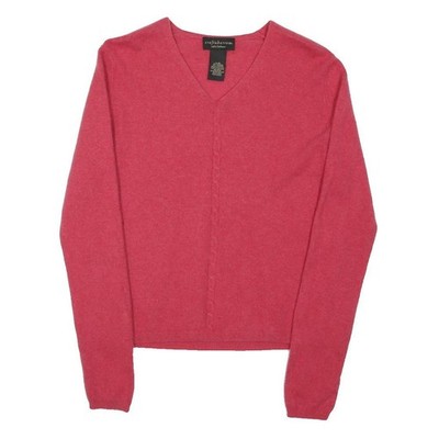 CROFT & BARROW Damen Rot Schlicht V-Ausschnitt Basic Strick Cashmere L Pullover
