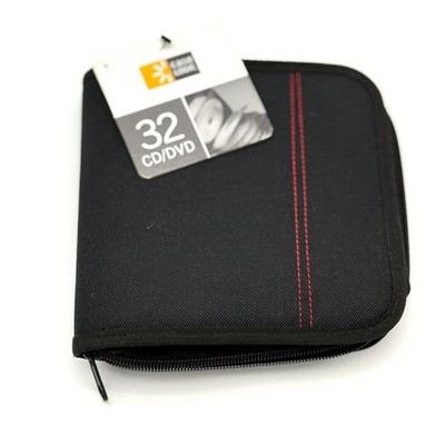 Case Logic 32 CD DVD Storage Binder Zippered Case Holder Media Wallet Black Red