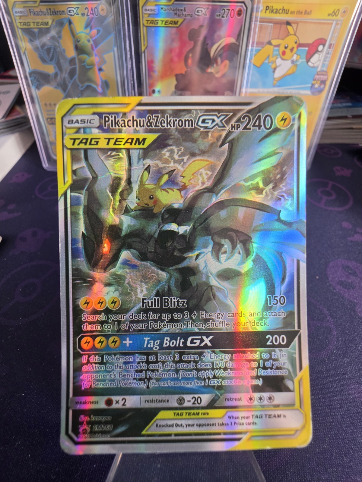 Pikachu and Zekrom Tag Team GX Black Star Promo Card SM168