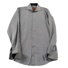 Steven Land Dress Shirt Mens 15.5 34 35 French Cuff Black White Formal