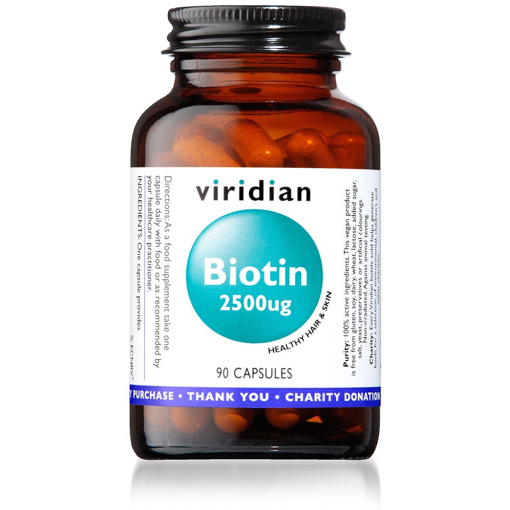 Viridian Biotin 2500µg 90 Vegan Capsules for Hair Skin Nails Support