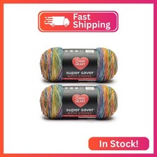 Red Heart Super Saver Bitty Stripes Rainbow Yarn - 2 Pack of 10oz/283g - 100 Ac