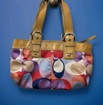 COACH #13798 Colorful Sateen Signature Soho Pleated Purse Tote