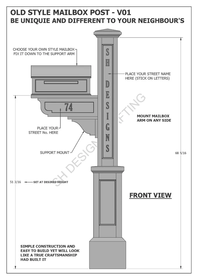 (BUILDING PLANS) for OLD STYLE MAILBOX / LETTERBOX POST V01 - BUILD & SAVE $$$ - Image 3 of 4