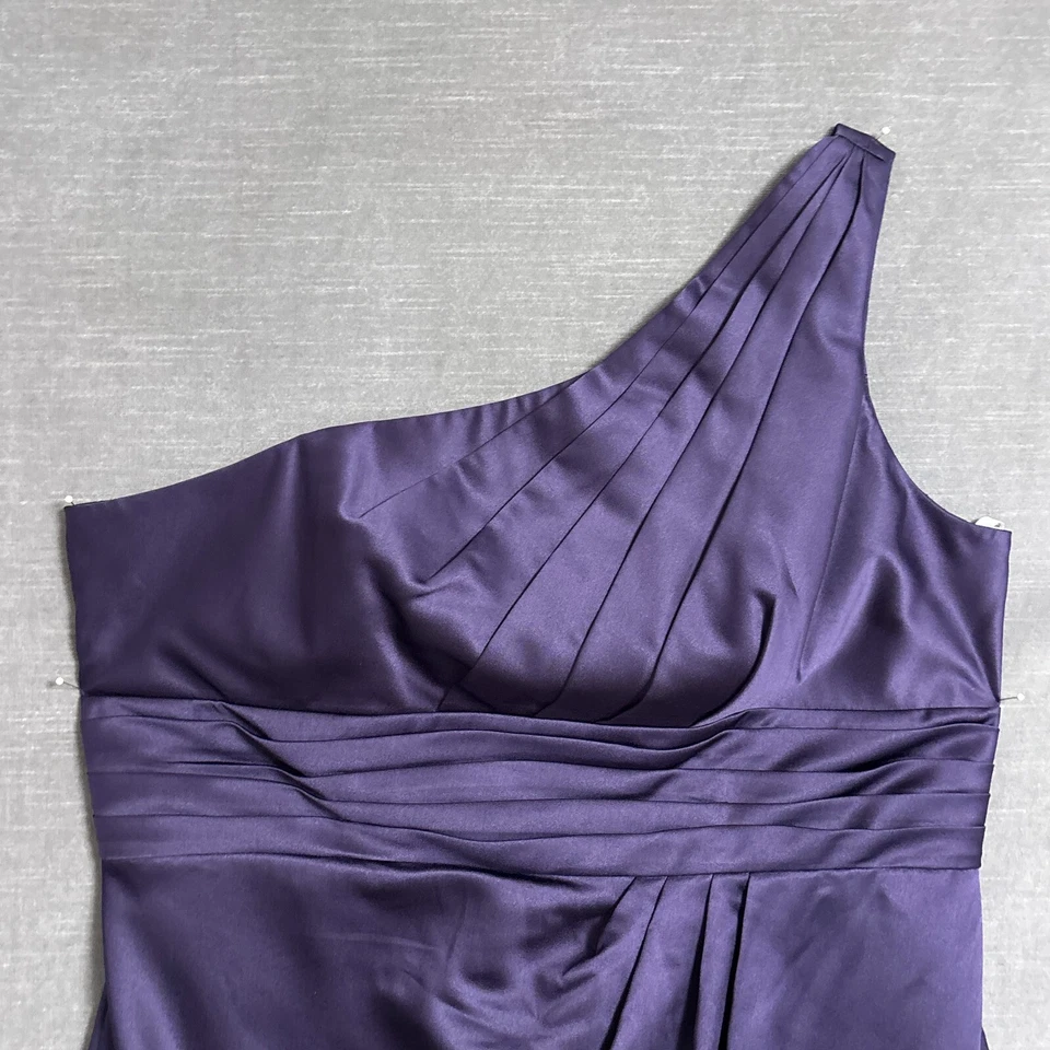 Davids Bridal Dress 18 Purple Satin One Shoulder Bridesmaid Cocktail Wedding - Image 2 of 4