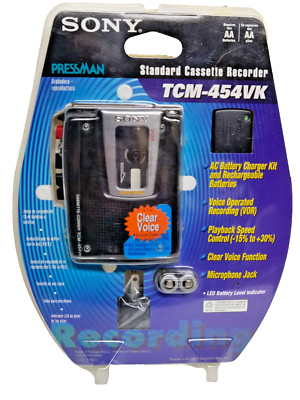 NEW/SEALED Sony By Pressman Voice Operated Cassette Recorder TCM-454VK