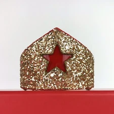 MOSHIQA Gold Glitter Dog Crown Cat Tiara Hat Size M WW84 Red Star Pet Costume