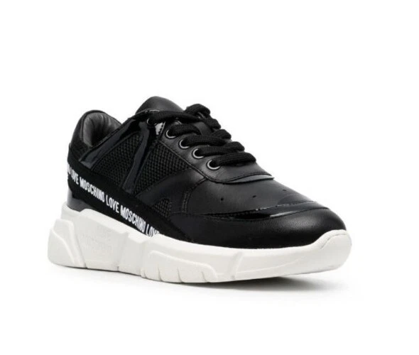 Love moschino black best sale trainers