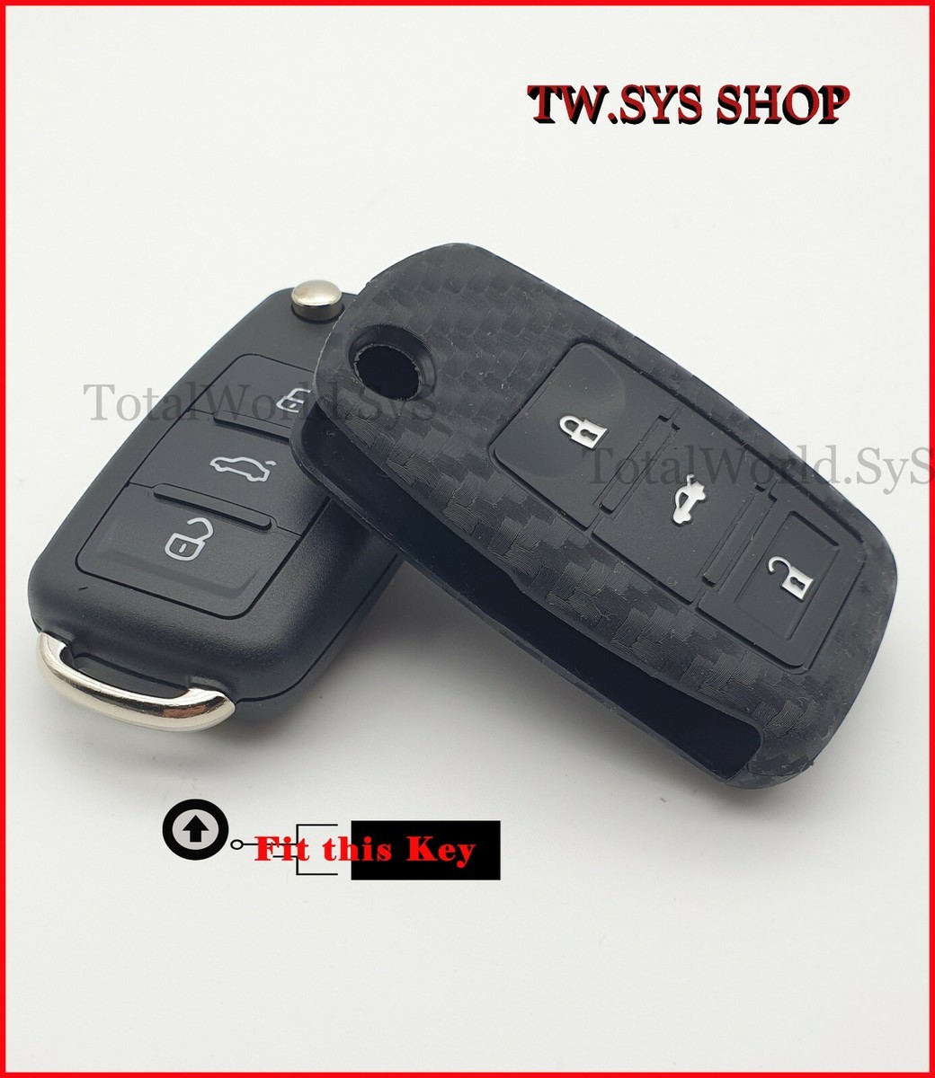 1pc Pink Silicone Car Key Case, Shockproof 3-Button Cover For VW Polo Golf 7 Tiguan Seat Ateca Leon Ibiza Skoda Fabia Kodiaq Karoq P 59745123