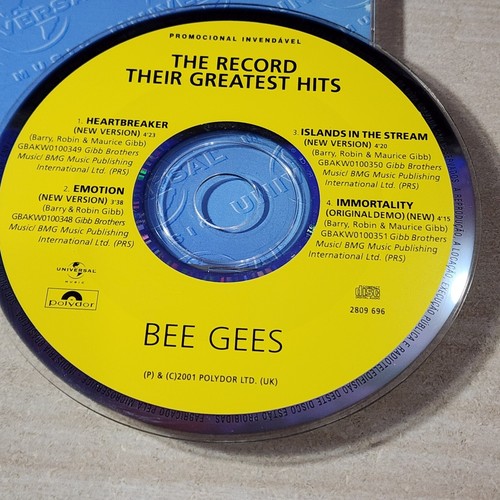 Bee Gees The Record Their Greatest Hits Brazil PROMO CD Single RARE Immortality - Imagen 7 de 7