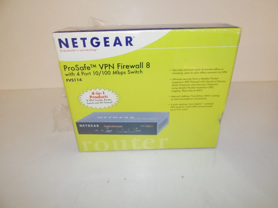 ^^ NETGEAR Prosafe Vpn Feuerwand 8 Modell FVS114 Router - Neu (TOL65)