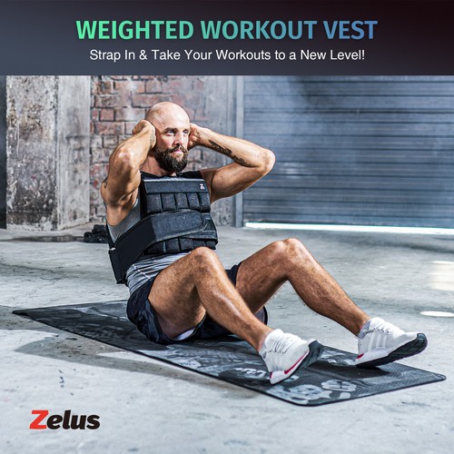 ZELUS 13.6KG Adjustable Weight Vest Weighted Vest for Running Home Gym Workout - Picture 4 of 13