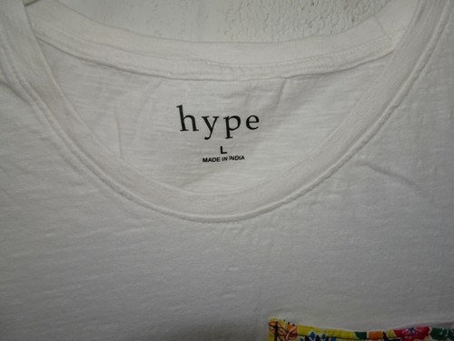 Hype bedrucktes T-Shirt mit Tasche weiche Baumwolle groß weiß top - Bild 4 von 9