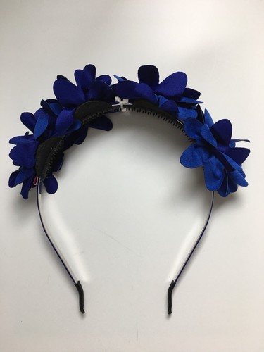 Girls Kids Maniere Nordstrom Blue Flower Headband Metal/Textile New 6209 - Picture 5 of 8