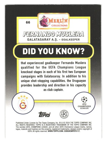 OFFERTA 2023-24 Topps Chrome Merlin Galatasaray Istanbul Fernando Muslera - Foto 2 di 2