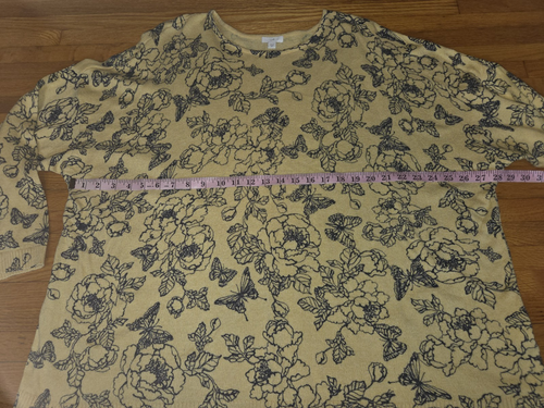 J. Jill gelb Baumwollmischung Rundhals Pullover Schmetterlinge Blumen leicht 4x - Bild 6 von 7
