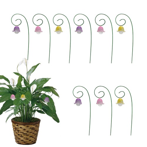 9PCS Lily Of The Valley Decor Garden Stakes Miniature Flower Pick Stand Set
