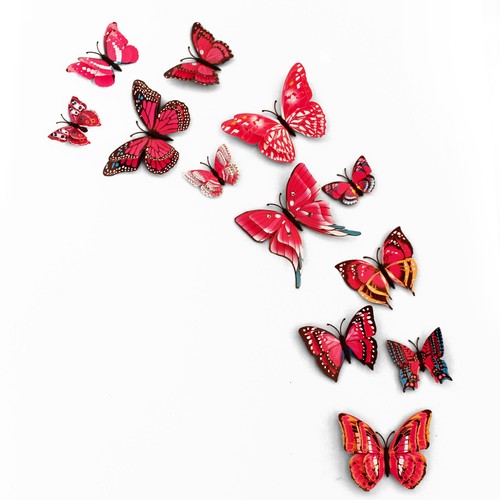 12 pcs Magnetic Butterfly Wall Stickers Decal Home Decorations Decor Double Wing - Picture 22 of 33