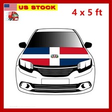 Dominican Republic Flag Car Hood Cover Universal Size Elastic Patriot DR 4x5 ft